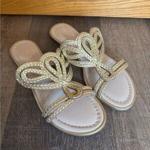 Kate Spade Gold Braided Flat Sandals Size 7